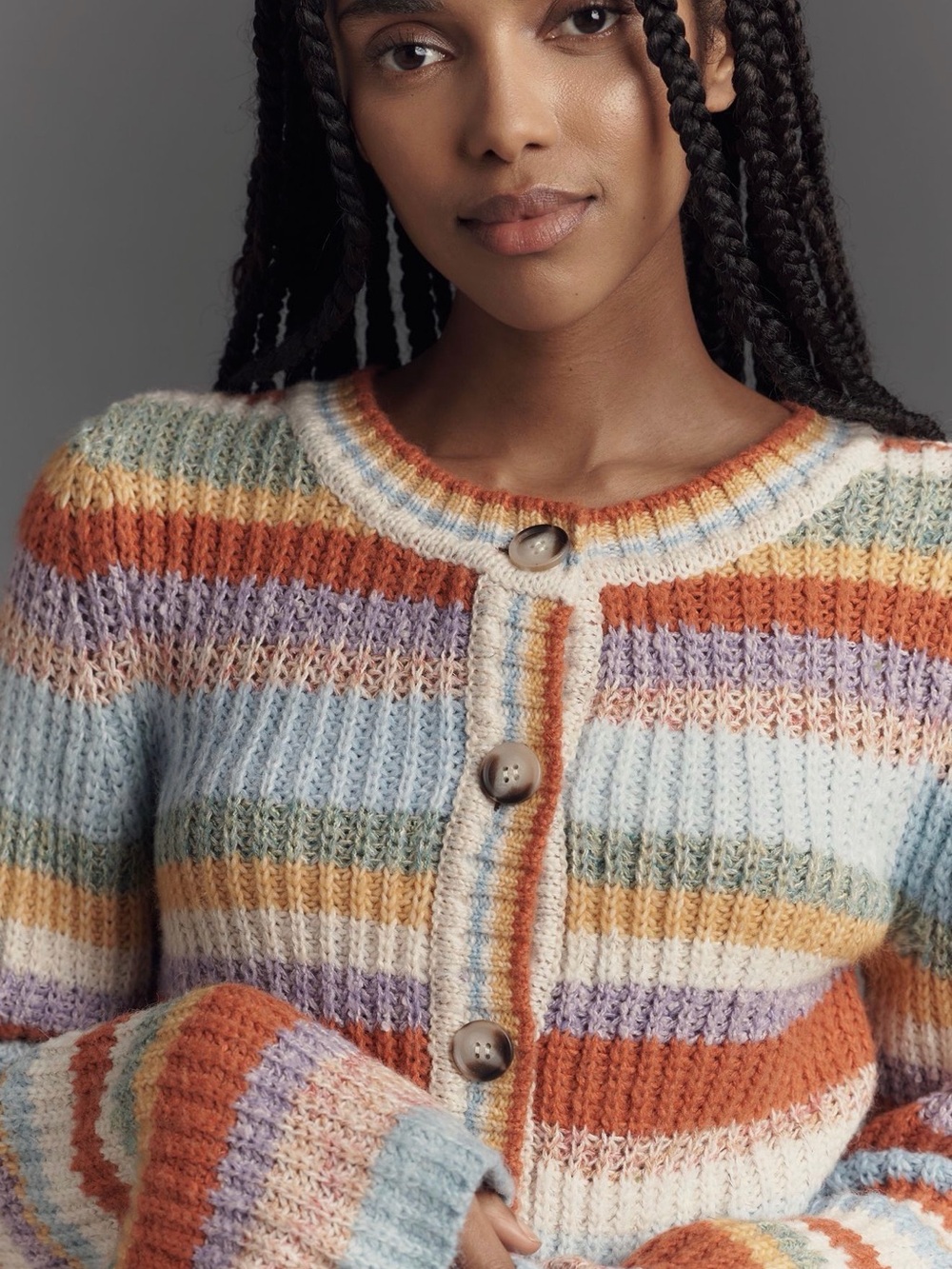 Pilcro Ribbed Multi Stripe Cardigan SZ M. NWT - Picture 4 of 12